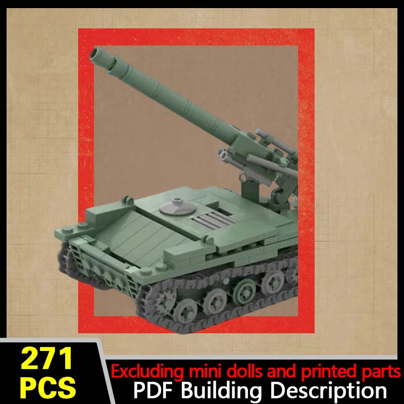 AMX13 F3 Self-Propelled Artillery Model MOC Building Bricks War Equipment Modular Technology Gifts Holiday Assemble Toys Suit