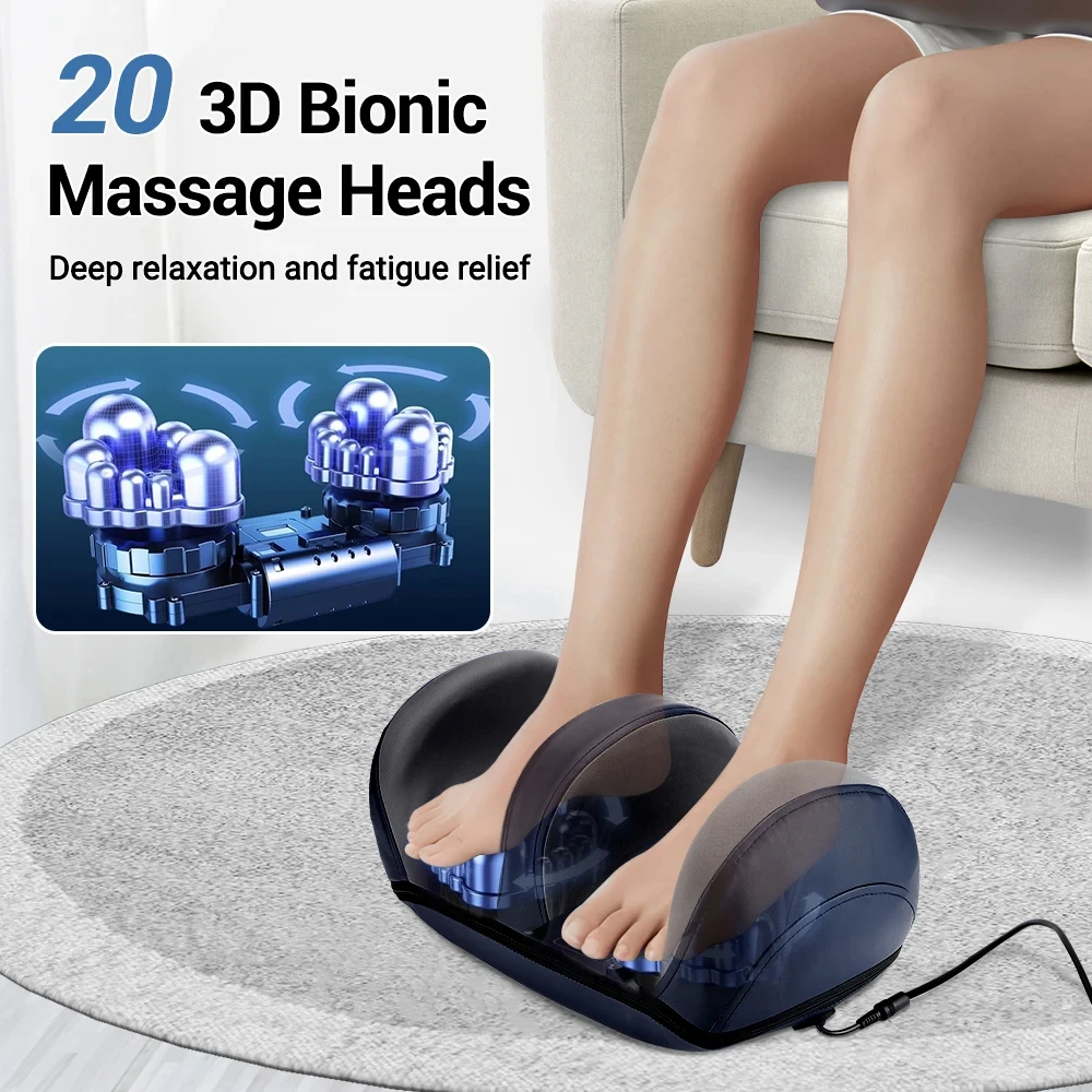 Electric Foot Leg Massager Heat Shiatsu Massage with 20D Kneading Roller Heat Therapy Compression With Remote Control Auto Timer