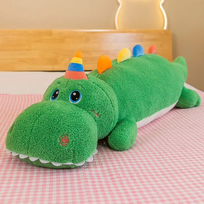 130cm Giant Cute Colorful Dinosaur Long Pillow Plush Toy Cartoon Animals Doll Stuffed Soft Cushionfor Kids Girls Boys Xmas Gifts