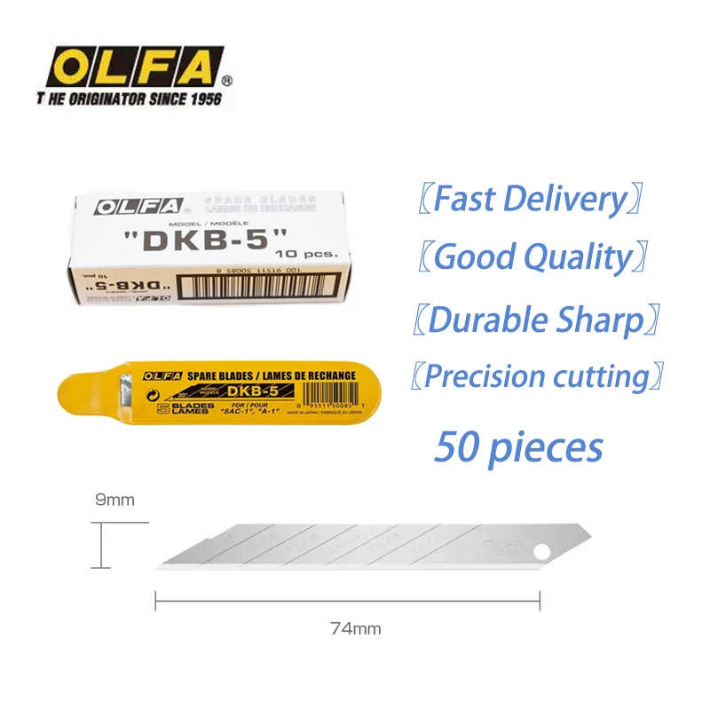 

OLFA Made In Japan 30 Degrees Art Knife 9mm Film Cut And Sculpture Wallpaper Blade -50 PCs DKB-5 Sharp Metal Blade angle blade