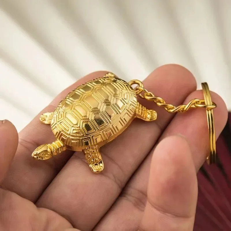 Porte-clés tortue dorée, pendentif en alliage, personnalité créative, voiture, anneau de célébrité d'internet, pendentif féminin mignon