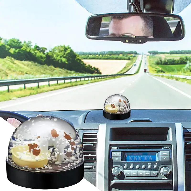 3D Cat Crystal Ball Sturdy Dashboard Decorations Snow Globes Car Ornaments Snow Effect Animal Figures for Family Friends