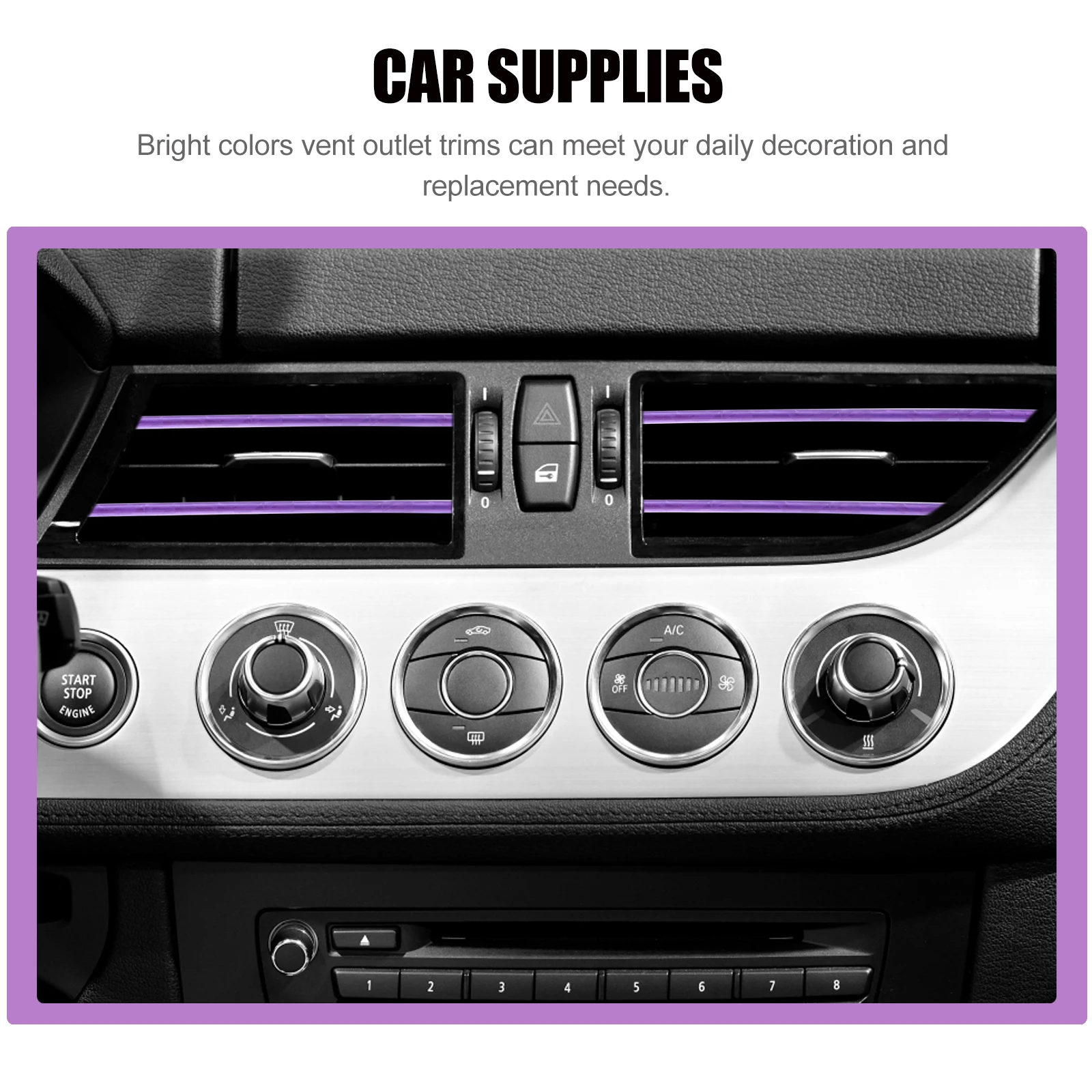 

10pcs Car Outlet Clip Trim U Shape Decorative Strips Durable Auto Vent Outlet Trims For Vehicle Interior Bright Color