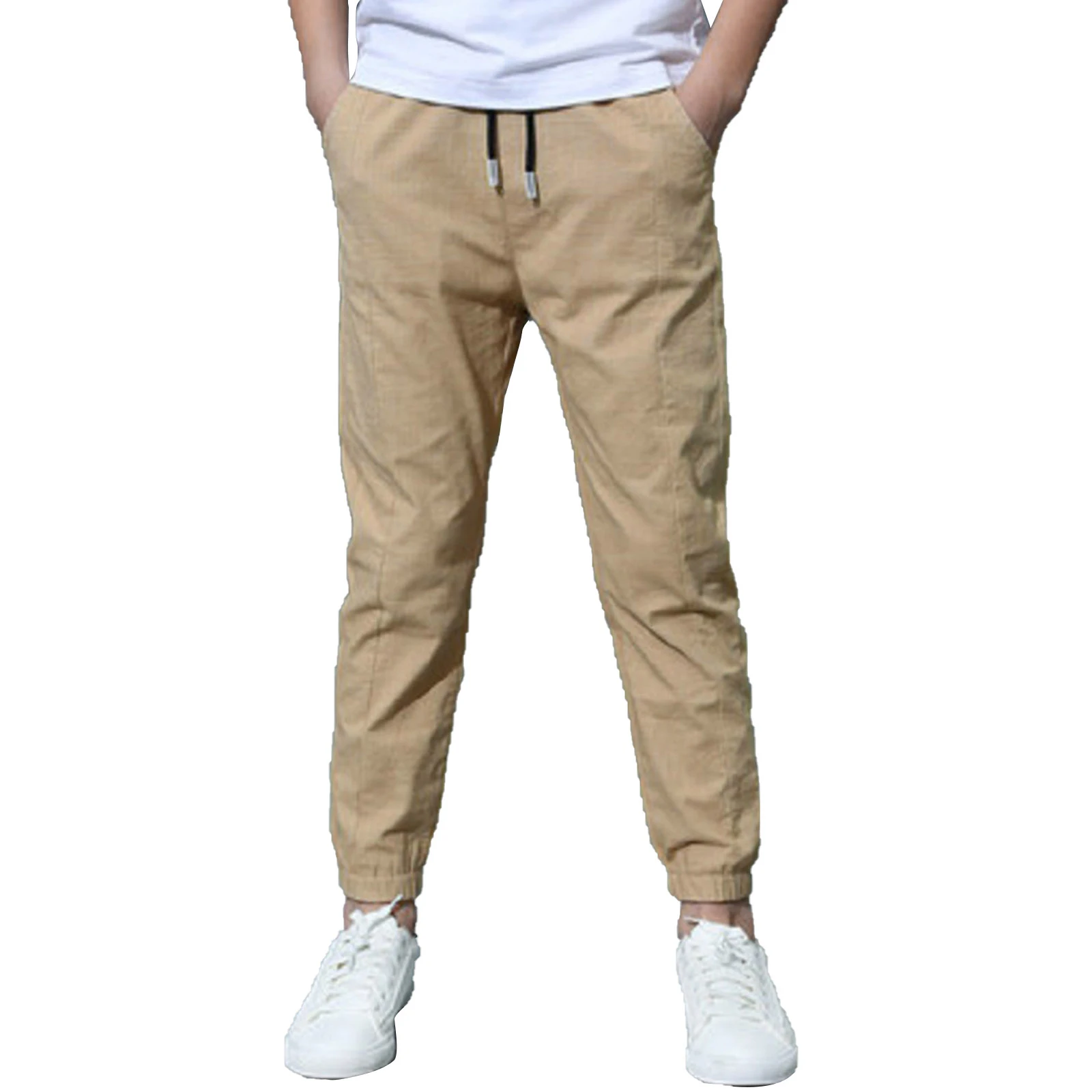 

Boys Kids Cargo Long Pants Elastic Waist Cotton Casual Pull-On Bottom with Multi-Pockets Daily Wear School Wear Hiking Trousers