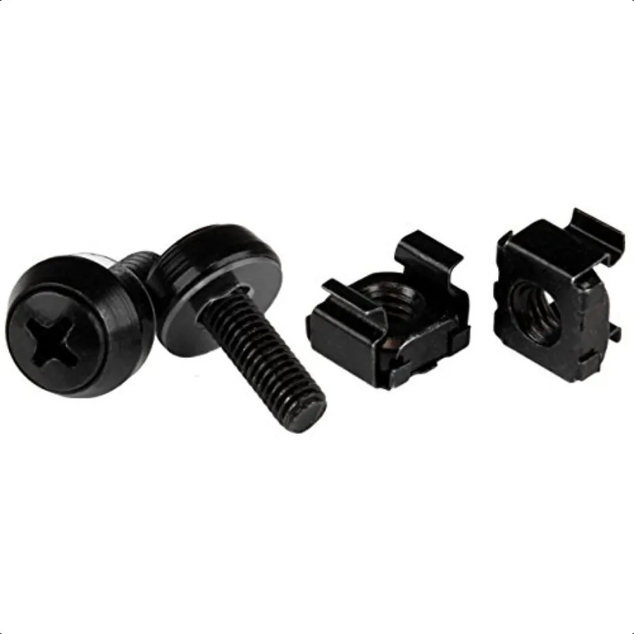 

.com 50 Pack 1032 Server Rack Cage Nuts and Screws w Washers Rack Mount Hardware Kit Network IT Equipment Cabinet Clip Captive