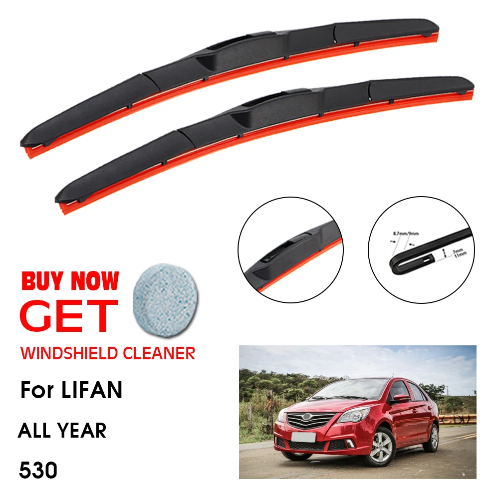 

Car Wiper Blade For LIFAN 530 24"+24" All year Front Window Washer Windscreen Windshield Silica Gel Wiper Blades Accessorie