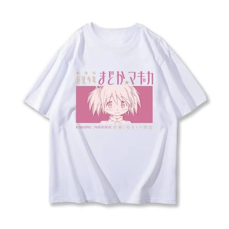 Puella Magi Madoka Magica Madoka Kaname T-Shirt Harajuku Mode Streetwear Hochwertige Baumwolle Grafik Herren Damen Rundhals-Top – Detail 4