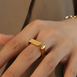 Minimalist Rings In 316L Stainless Steel With 18k Gold Plated Waterproof Non Tarnish Women's Ring Aesthetic Woman Jewelry