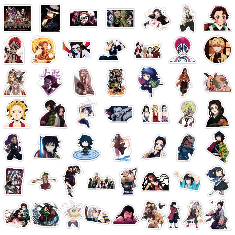 50/100pcs Cool Demon Slayer Stickers for Laptop Skateboard Luggage Anime Kimetsu no Yaiba: Yuukaku-hen Graffiti Vinyl Sticker