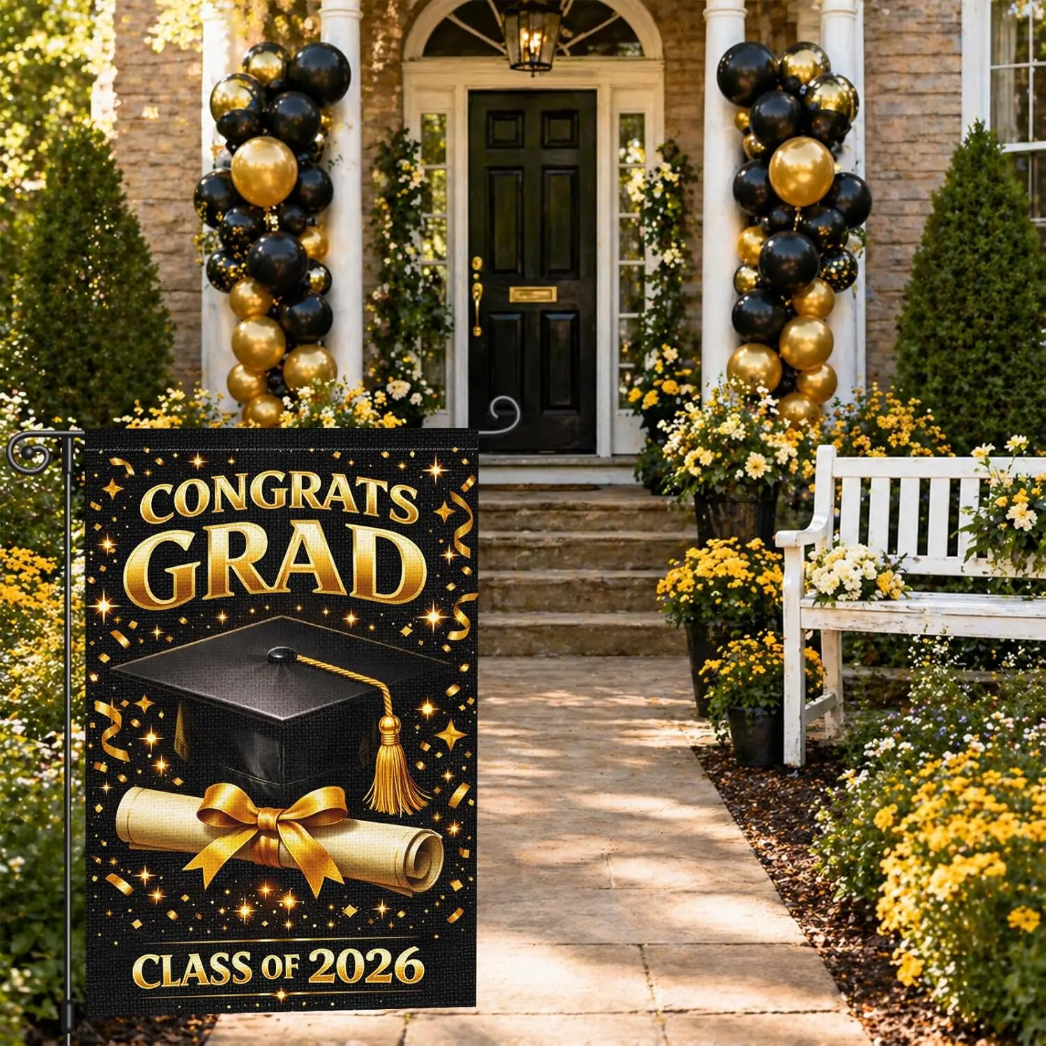 Heyfibro Graduation Garden Flag – 12x18 inch Double Sided Class of 2026 Congrats Grad Outdoor Decor for Graduation Party Yar jjp