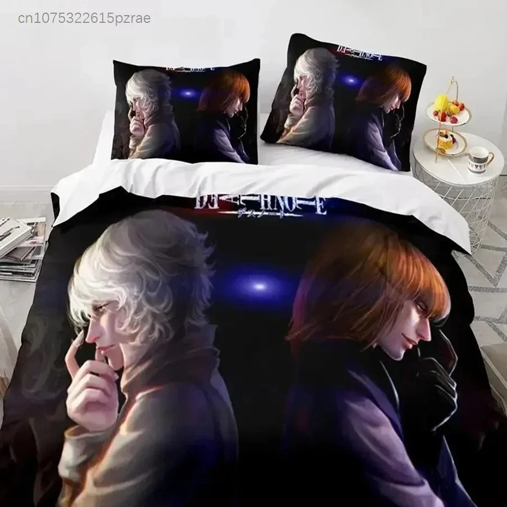 Top New Death Note Bedding Set Single Twin Full Queen King Size Bed Set Adult Kids Bedroom Duvet Cover Sets 3D Anime Death Note