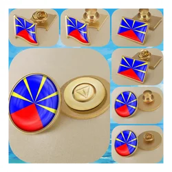 Reunion Radiant Volcano of France Flag Brooch Badges Lapel Pins