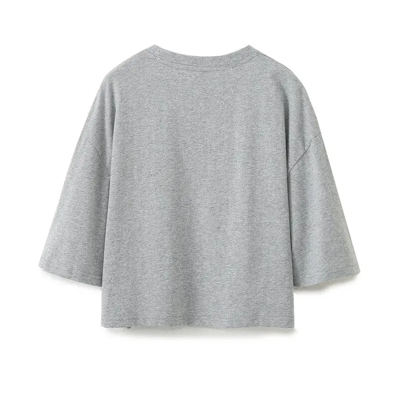 

Spring 2024 Women's Faion Slim Fit round Ne ort Sve T-irt Versatile Loose Sle Casual Wear Summer Basic Top