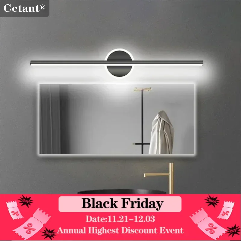 Modern LED Wall Lamps Mirror Light 40CM Black Gold Long Strip Light Bathroom Dressers Toilet Lamp Home Decor LED Lighting Lustre