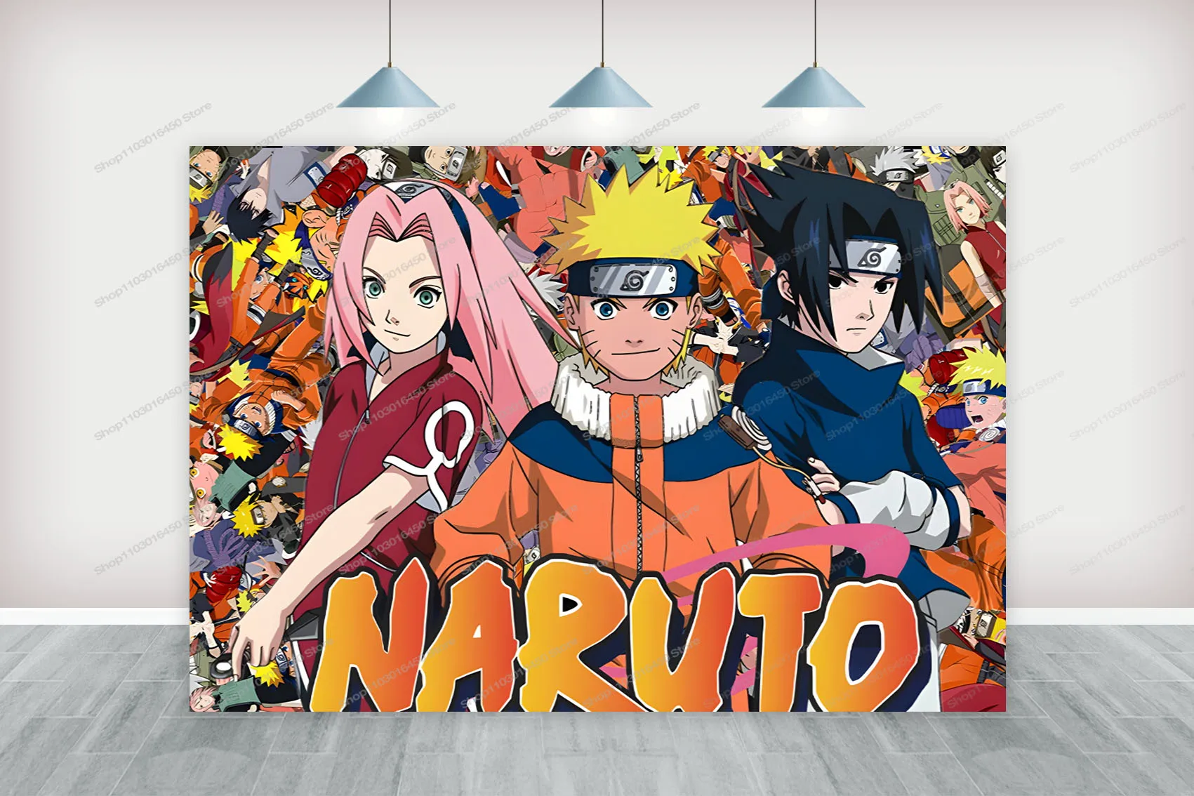 Latar belakang Naruto untuk pesta ulang tahun anak laki-laki latar belakang fotografi anak-anak komik karakter foto spanduk mandi bayi dekorasi