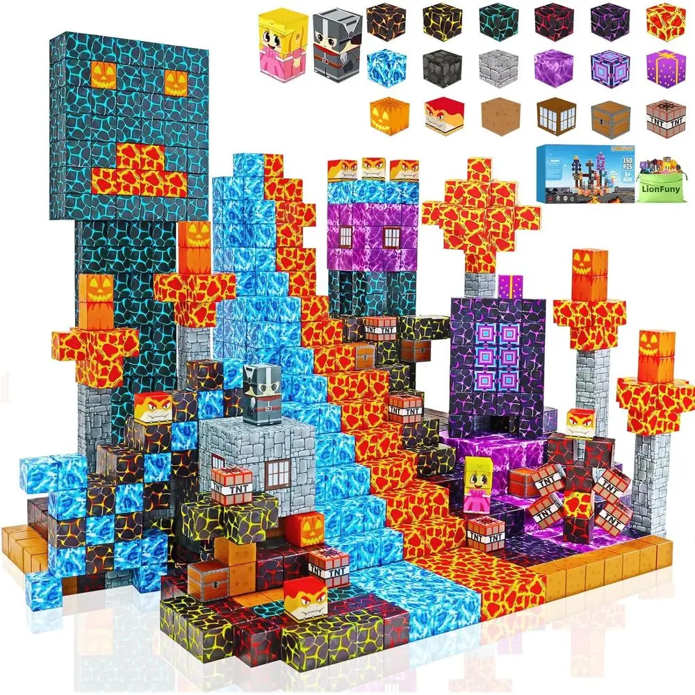 Set da costruzione magnetico per bambini 150 pezzi, giocattoli STEM per età 3-12, blocchi impilabili con magneti sensoriali per ragazzi e ragazze