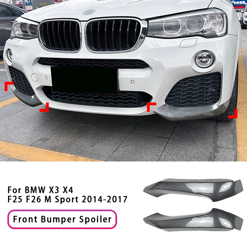 2PCS Front Wind Knife Spoiler Exterior Modification Decorations Air Vent Trim Body Kit For BMW X3 X4 F25 F26 M Sport 2014-2017
