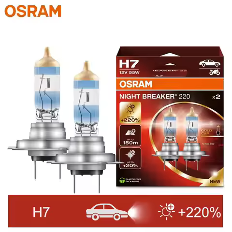 OSRAM Night Breaker 220 H7 Car Halogen Lamps +220% Bright +150m Long Light Power Original High Low Beam 12V Made in Germany