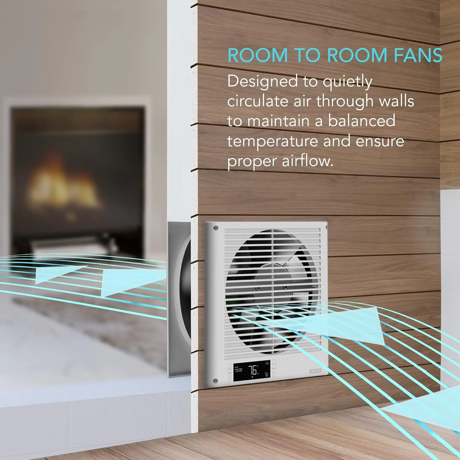 8-Inch Reversible Through-the-Wall Fan with Temperature Controller, Quiet 10-Speed for Kitchen, Laundry Room, Workshops