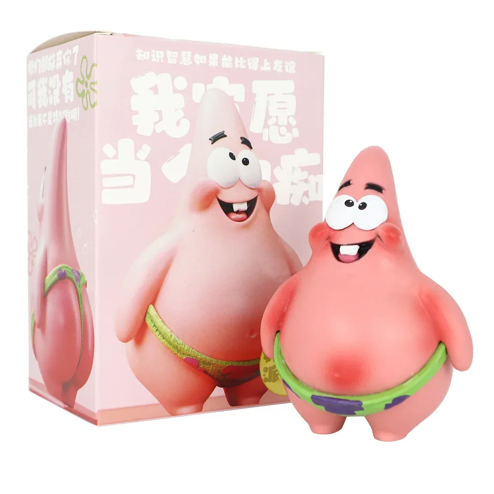 11 cm SpongeBob Schwammkopf Patrick Star Figur Niedlicher dummer Ausdruck Schlafzimmer Chassis Ornament Geburtstagsgeschenk Niedliches mädchenhaftes Herz