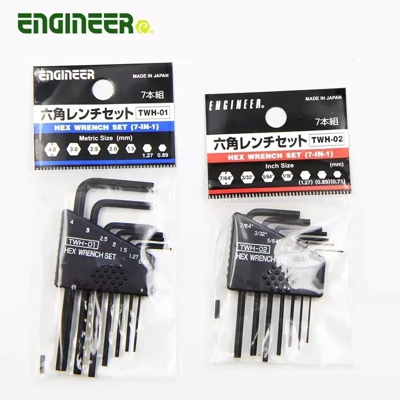 Japan Engineer Hex Key Set TWH-01/TWH-02, Metric & Imperial Mini Flat Head Allen Wrench Kit