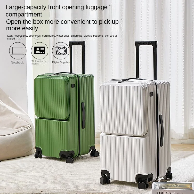 

Five Wheels Luggage Front Opening Laptop Bag Multifunctional Travel Suitcases 20 inch Cabin Bag 22-32''Large Size Suitcases