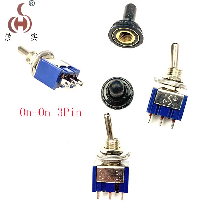 5Pcs Toggle Switch ON-ON/ON-OFF-ON 3/6 Pin 2/3 Position Latching MTS-102 103 202 203 CQC UL ROHS Silvery Point Rocker Switch Car