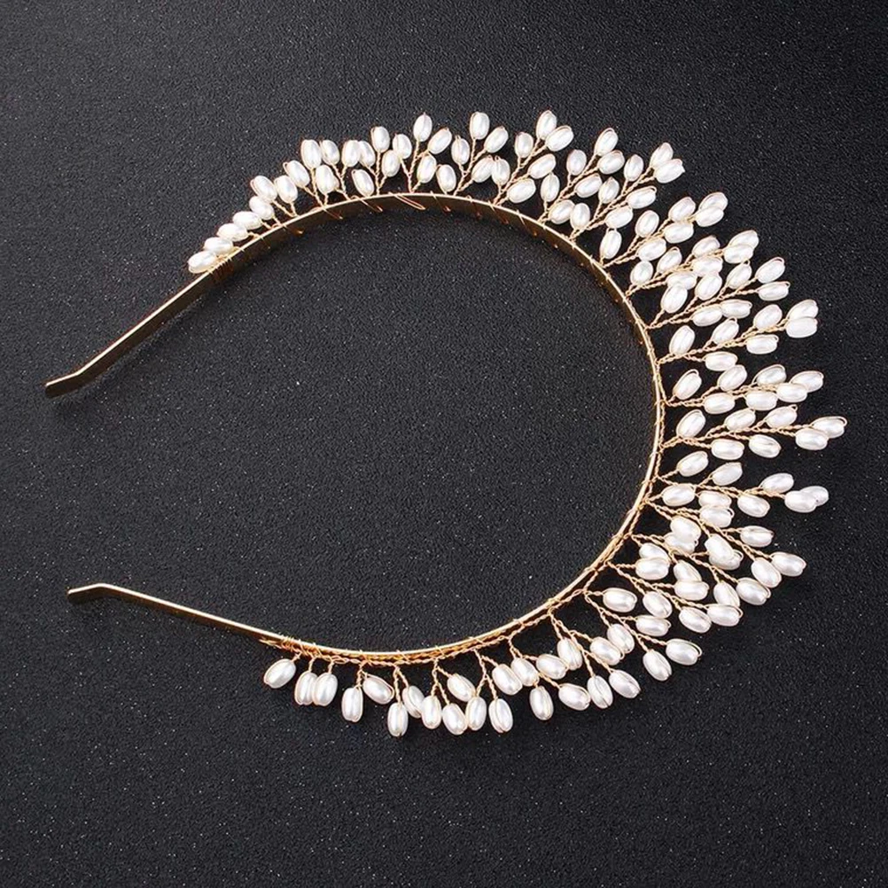 

Pearl Headb Bridal Crown Hair B Exaggerated Headdress Pearl Headwear Hoop Artificial Woman Party Lightweight NonFading Gift Fun