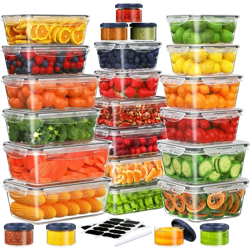 50 PCS Food Storage Containers Set, Plastic Food Containers for Pantry Kitchen Storage and Organization