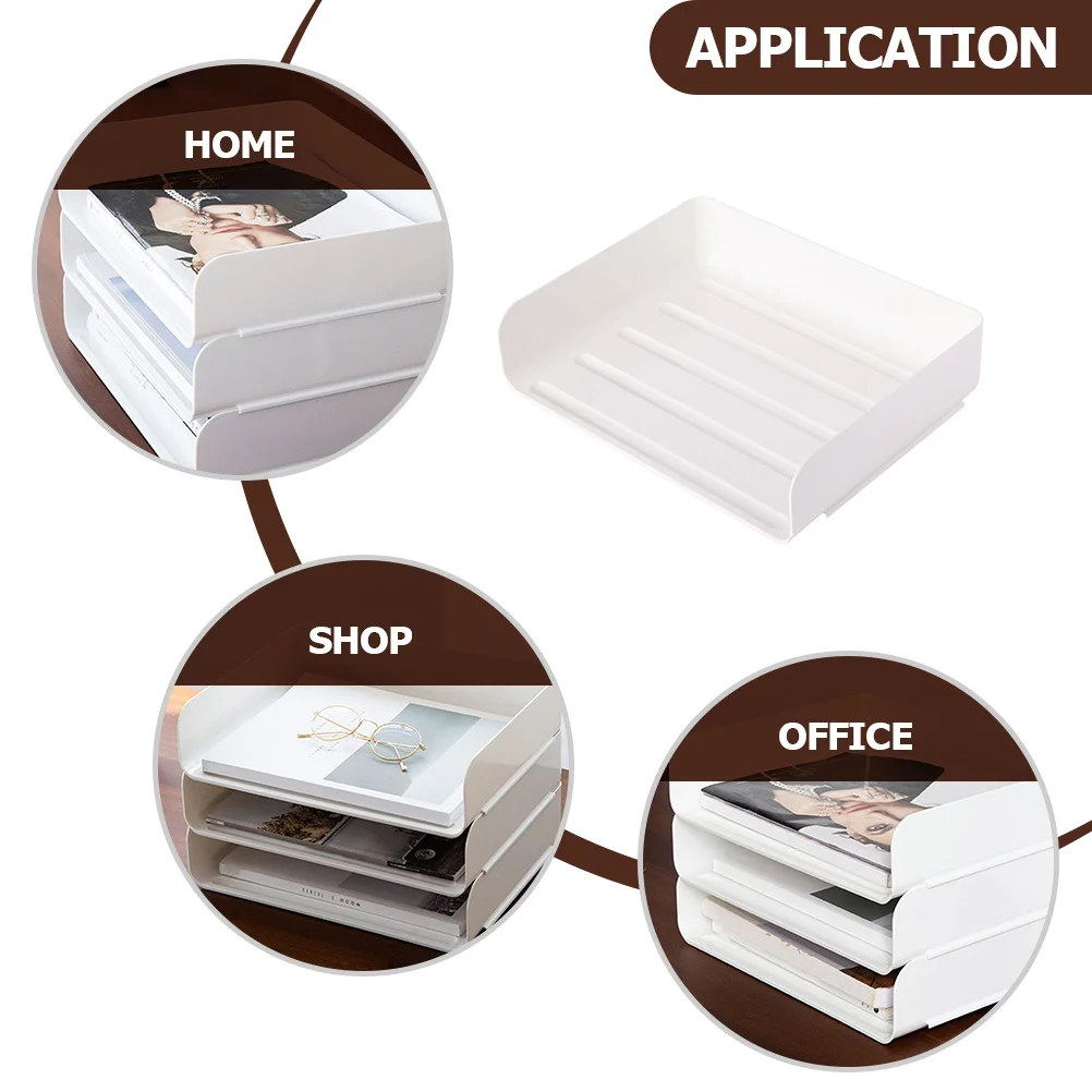 

Plastic Desktop Document Box Stackable File Holder for Office School Organization Desk Accessories White Paper Trays Storage