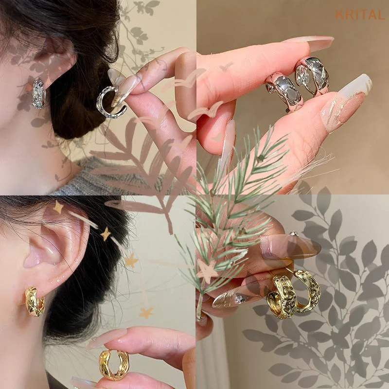 1Pair Diamond Pattern Hoop Earrings Hypoallergenic Textured Design For Daily Wear Parties Dates Fashion Styling