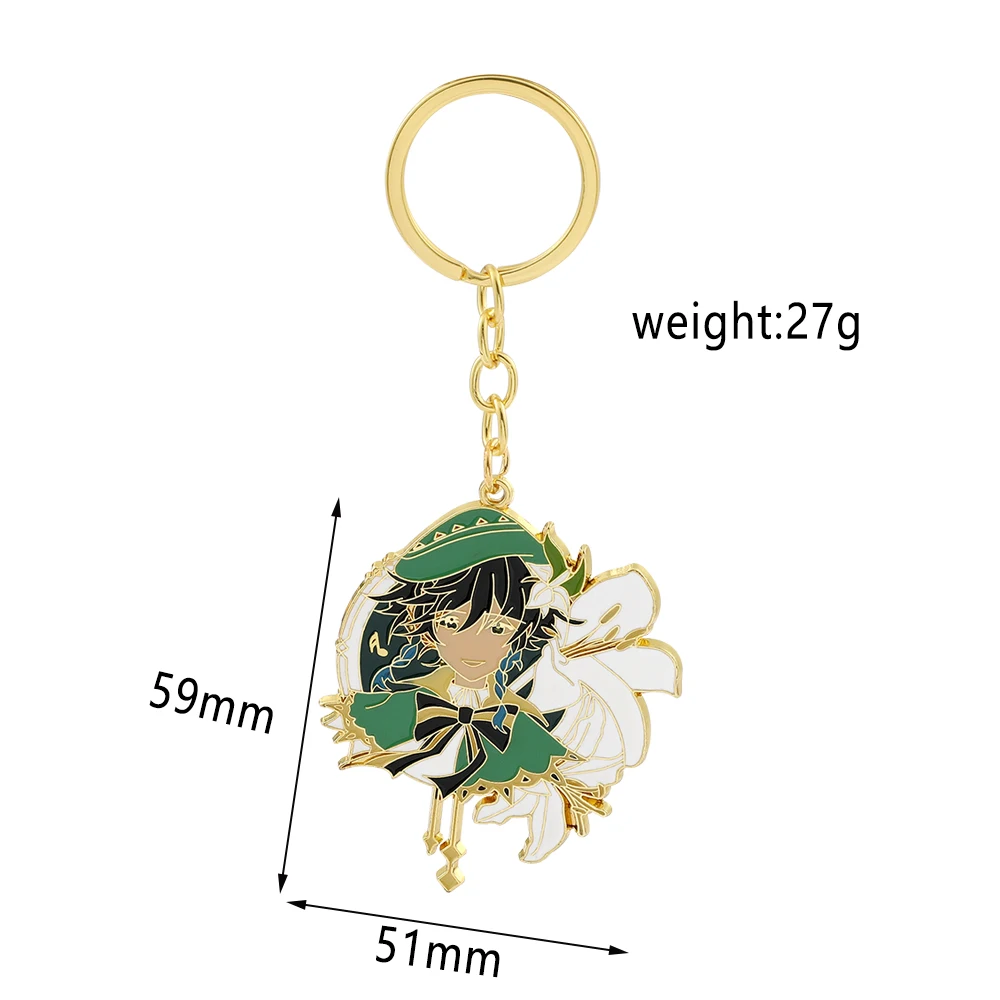 Game Genshin Impact Keychain Cute Anime Figure Venti Alloy Pendant Keyring Car Backpack Key Holder Jewelry Accessories Gifts image 3