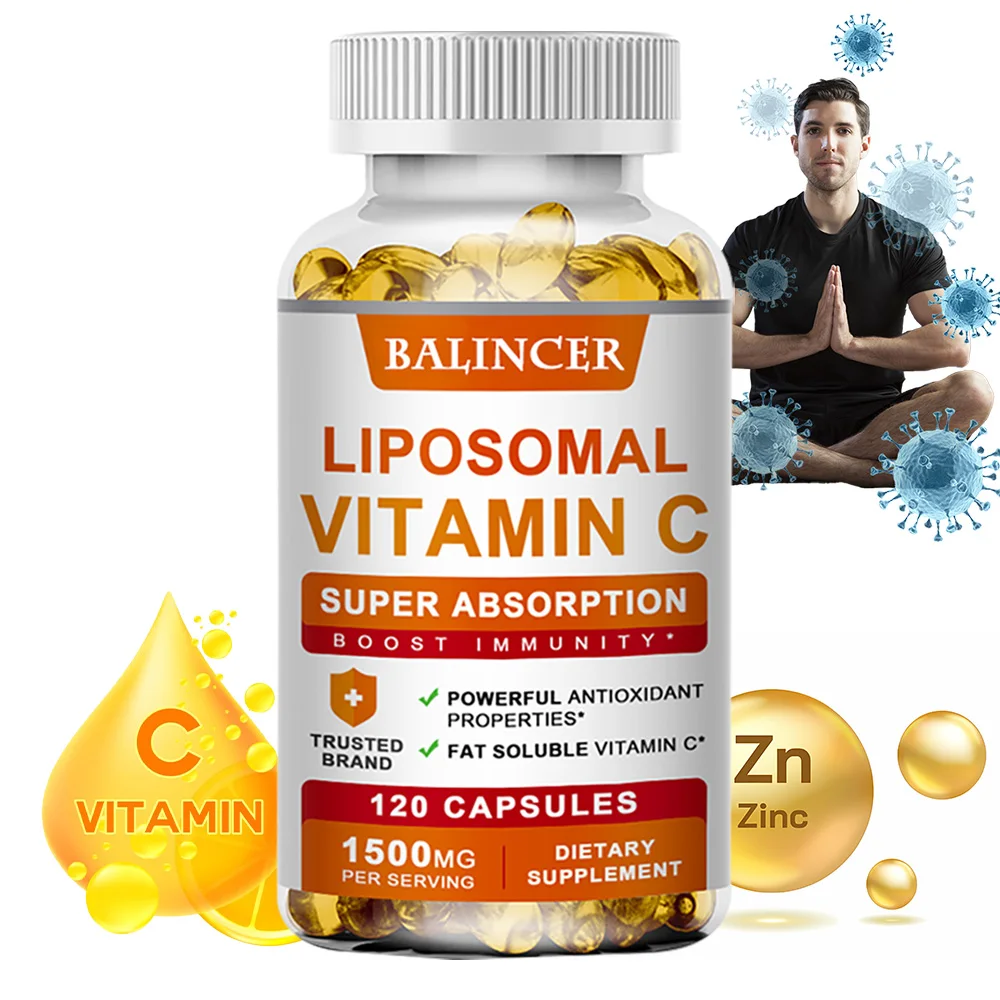 

Liposomal Vitamin C, Antioxidant Supplement with Zinc for Collagen Booster, Immune and Skin Health, 120 Capsules, Non-GMO