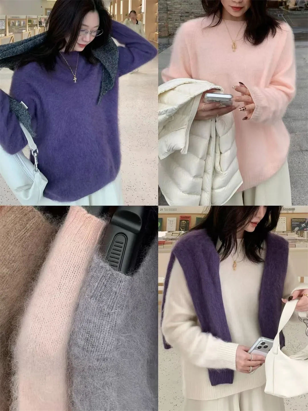 

Мягкий вязаный свитер-пуловер с круглым вырезом, ручная работа, тонкий, длинный рукав, осенний, для повседневной носки, женский...