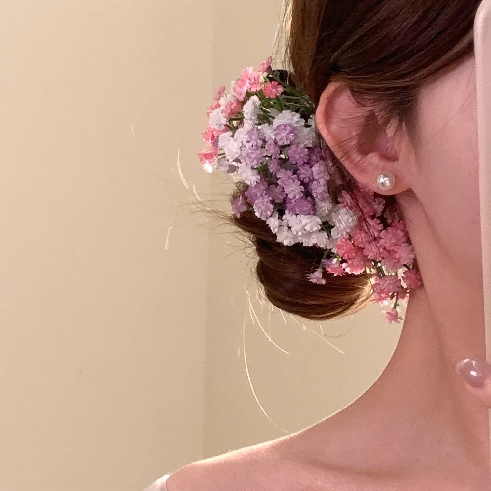 

Sweet Starry Sky Flower Hiar Clip Fairy Bohemian Thai Banana Clip Color Blocking Barrettes Bride Hair Accessories Female