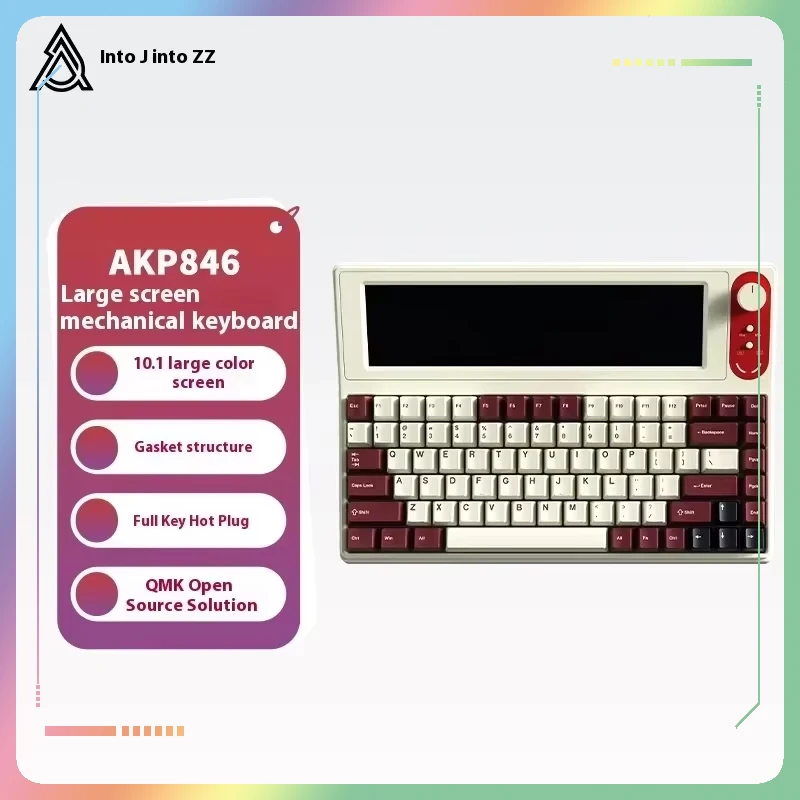 

AJAZZ AKP846 Mechanical Keyboard Wired With Screen Programming Custom Driver QMK Open Source 10.1-Inch Color Screen Office Game