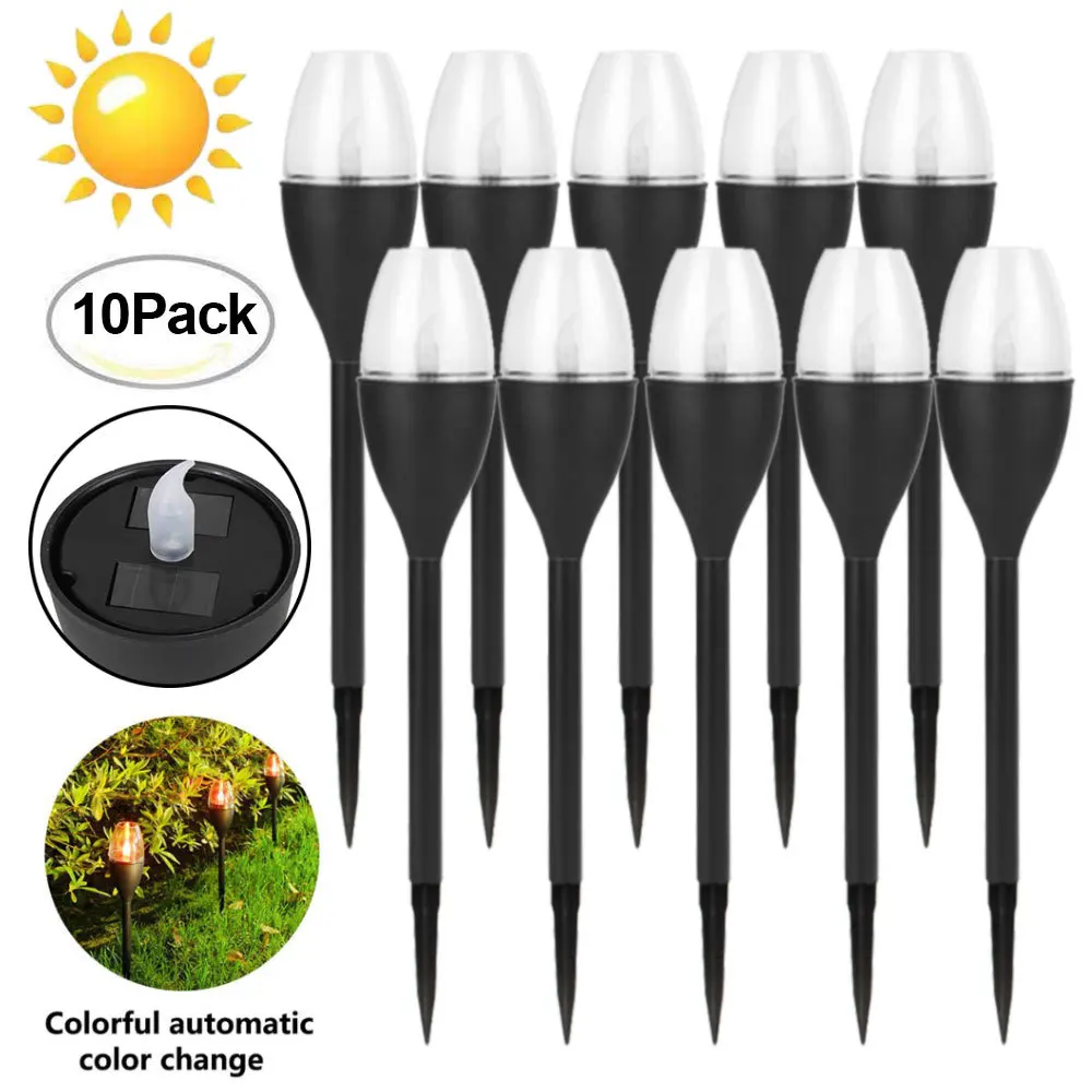 10Pack Solar Candle Light Outdoor LED Home Decorative Light Villa Garden Light Outdoor Waterproof Lawn Garden Landscape Lamp