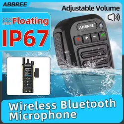 ABBREE Wireless Bluetooth Handheld Speaker Mic Waterproof Shoulder Microphone For BaoFeng Quansheng Walkie Talkie UV-32
