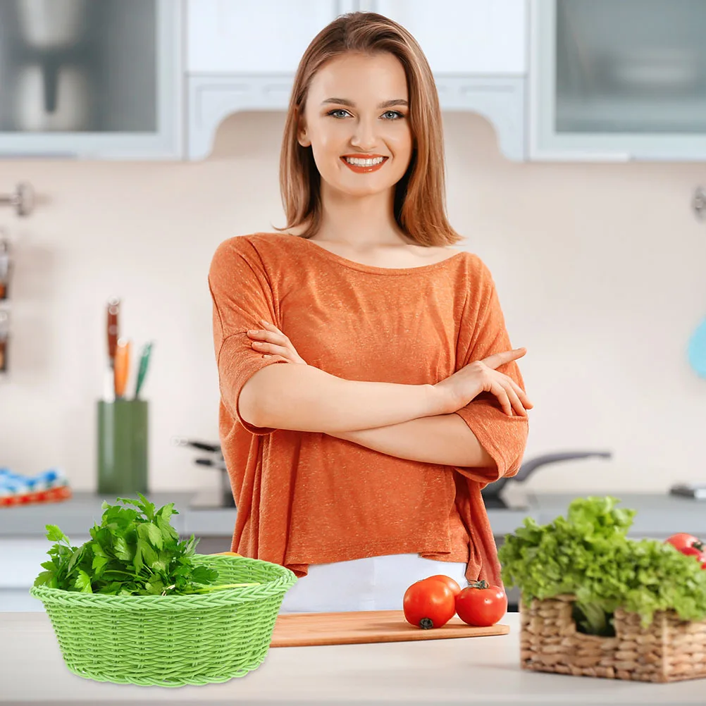 

2Pcs Chic Woven Fruit Basket Stylish Kitchen Organizer for Fruits Candies Household Items Storage Basket Fruit Holder