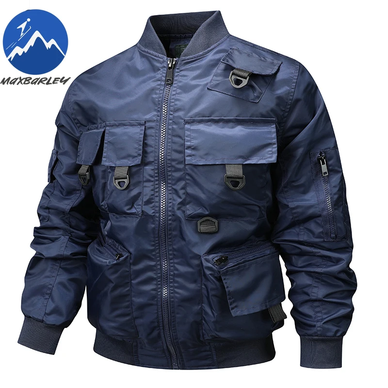 

High Quality Baseball Jacket Men New Autumn Casual Multi Pocket Windproof Flight Jacket Outdoor Hiking Hunting Work Clothes Coat