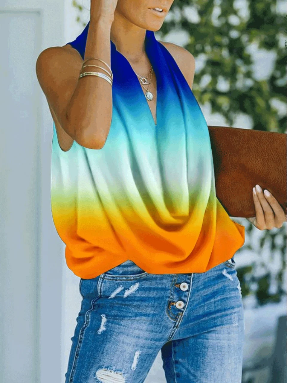 

Loose Printed Svel Vest for Women Casual Comfortable Breathable Tank Top in Pure Color for Young Women