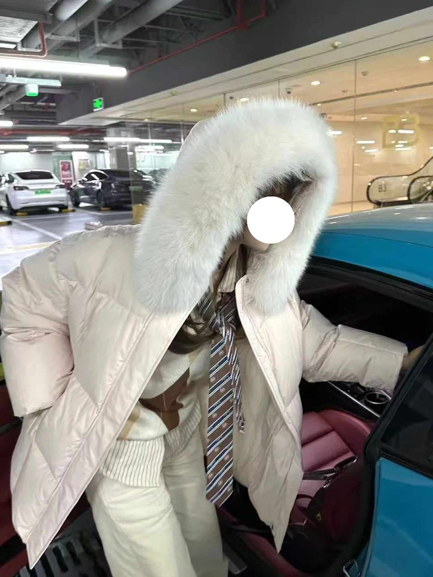 Sli Thiened-abrigo de invierno de talla pequeña para mujer, chaqueta acolchada de algodón con cuello de piel grande, estilo coreano, 2025