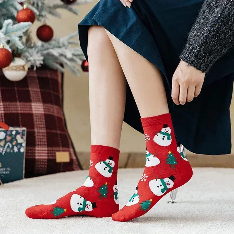 Autumn and Winter Trendy Christmas Stockings Santa Claus Elk Snowman Gingerbread Man Cartoon Tube Socks