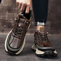 Chaussures en cuir pour hommes de haute qualité, tendance rétro, nouvelles chaussures en cuir pour hommes 2025, baskets de plateforme pour l'extérieur, chaussures de course, chaussures décontractées. 2