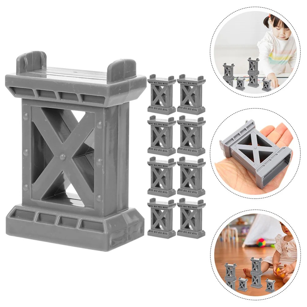 

9 Pcs Train Pier Wood Track Bridge Supports Wooden Sand Table Risers Plastic Accessories Child