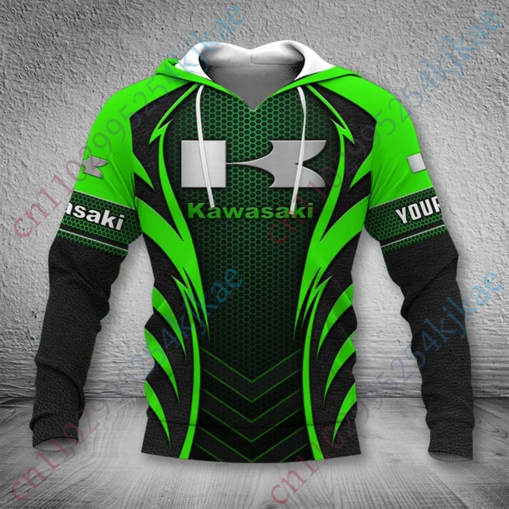 

Kawasaki Hoodies For Men Clothing Casual Long sleeve Streetwear Harajuku Sport Pullover Hooded sweatshirt 3D Printing Zip Hoodie