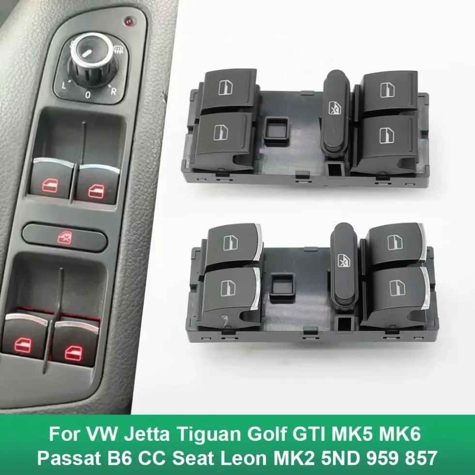 

5ND959857 Power Window Master Switch Control Button For VW Jetta Tiguan Golf GTI MK5 MK6 Passat B6 CC Seat Leon MK2 5ND 959 857