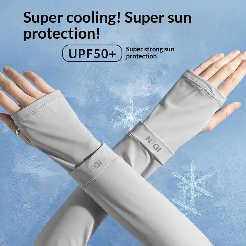1Pair Unisex Ice Arm Sleeves Sunscreen Elastic Driving Gloves UV Protection