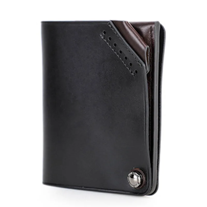 New British Style Head Layer Cowhide Bag Clip Multiple Small Card Positions Coin Purse Holder Male Genuine Leather Wallet Female