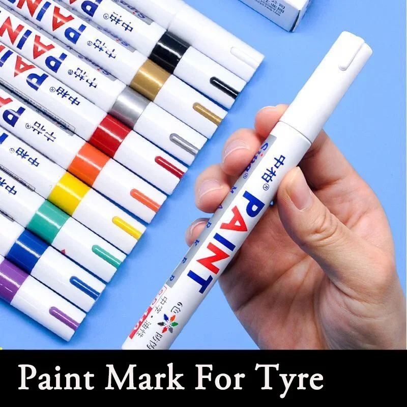 2pcs Colorful Permanent Paint Marker Waterproof White Markers Tire Tread Rubber Fabric Paint Metal 12 Colors Paint Marker Pens